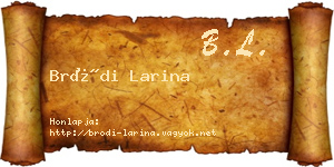 Bródi Larina névjegykártya